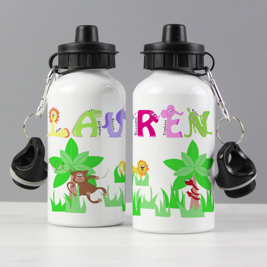 Personalised Pink Animal Alphabet Drinks Bottle - Free Delivery
