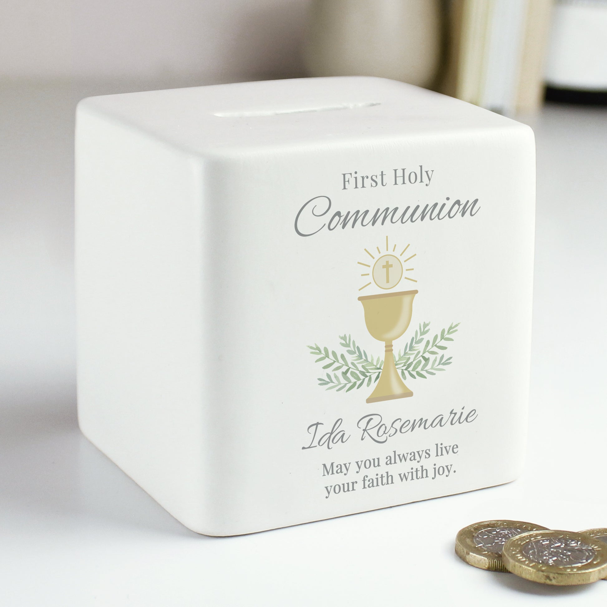 Personalised First Holy Communion Ceramic Money Box - Free Delivery