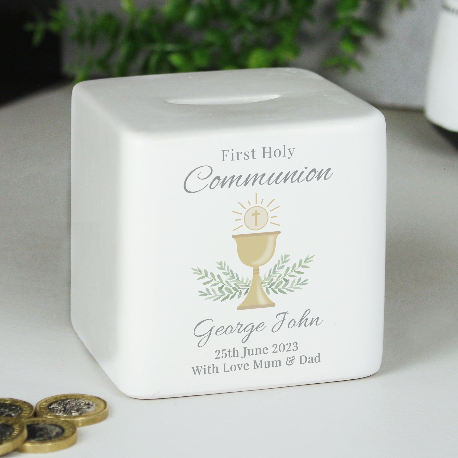 Personalised First Holy Communion Ceramic Money Box - Free Delivery