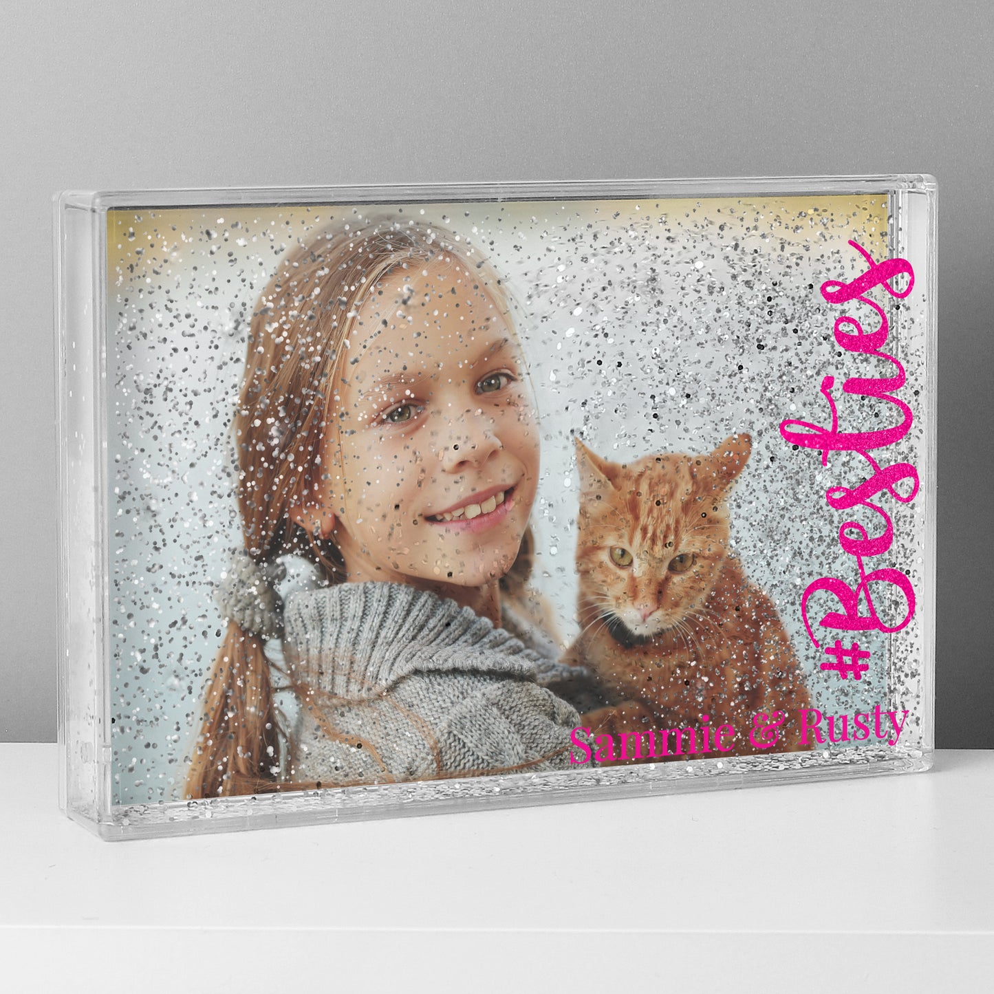 Personalised #Besties Glitter Shaker Photo Frame - Gift For Best Friend