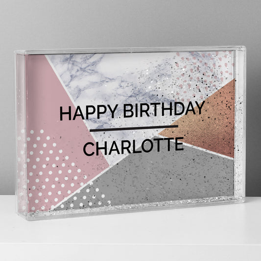 Personalised Geometric Glitter Shaker - Birthday Gift For Her