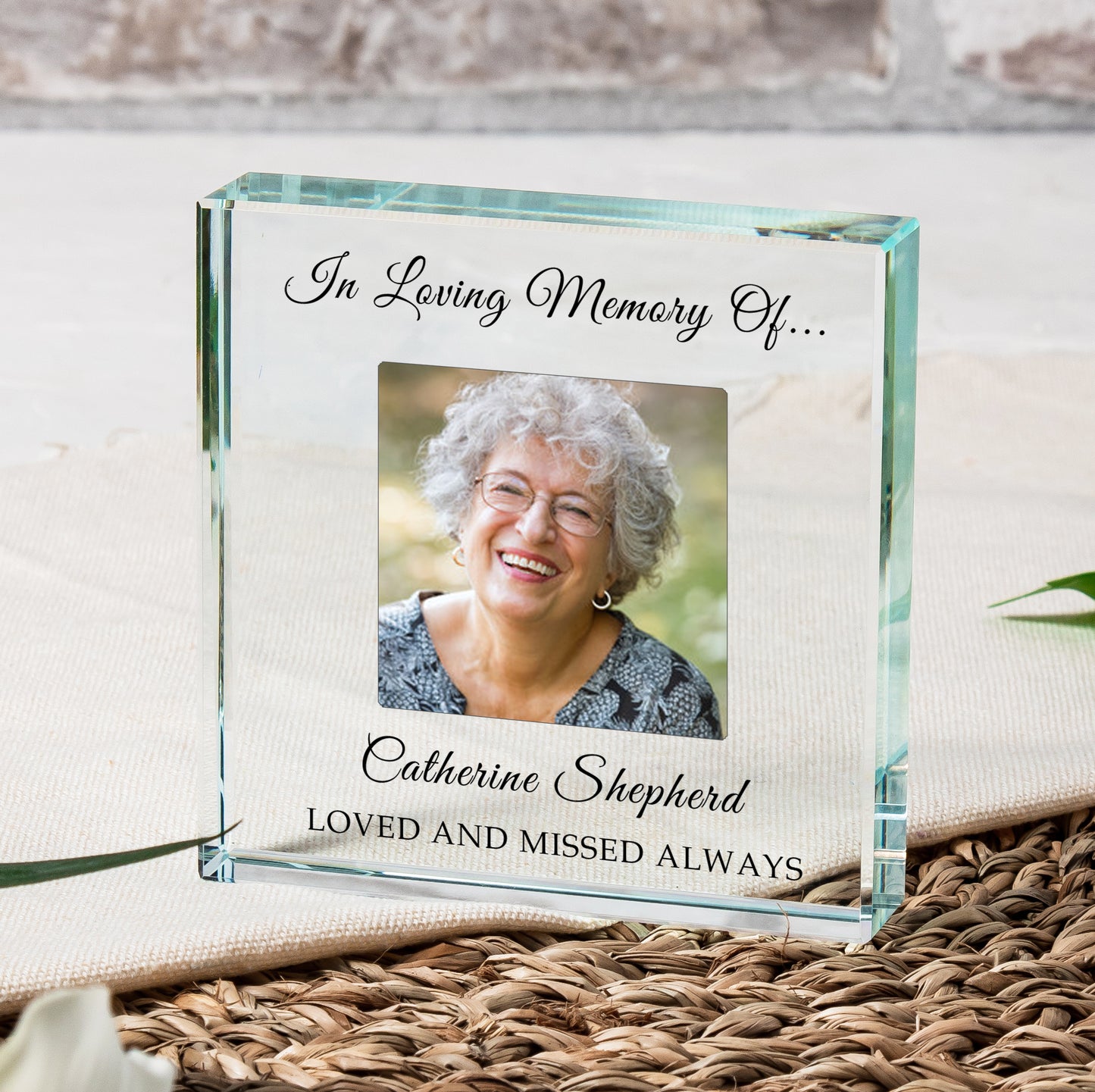Photo Memorial Glass Token Keepsake - In Loving Memory Of..