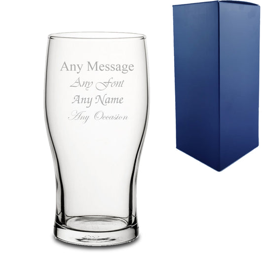 Personalised Engraved Tulip Pint Glass Wedding Beer Birthday - Any Message Engraved