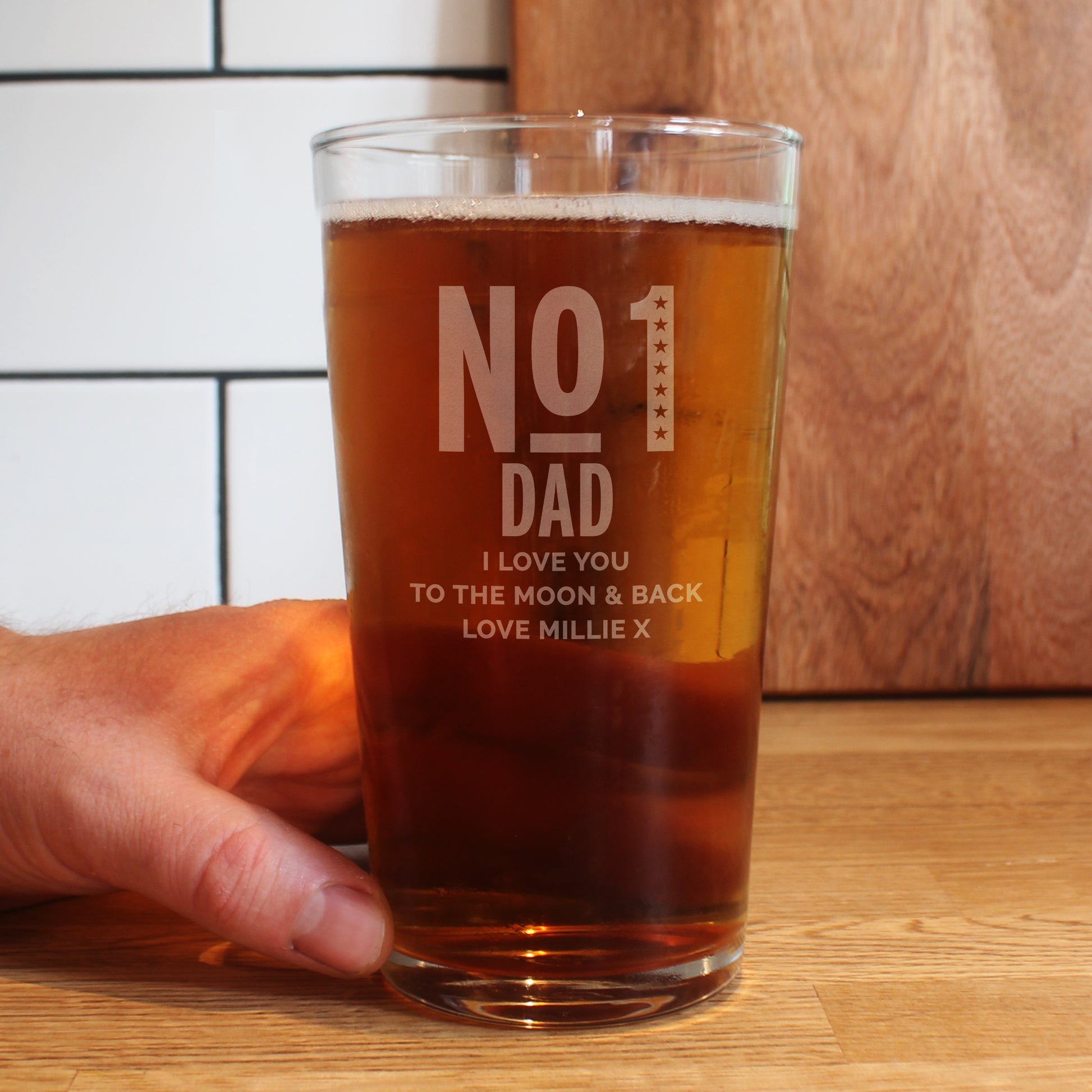 Personalised No. 1 Dad Pint Glass