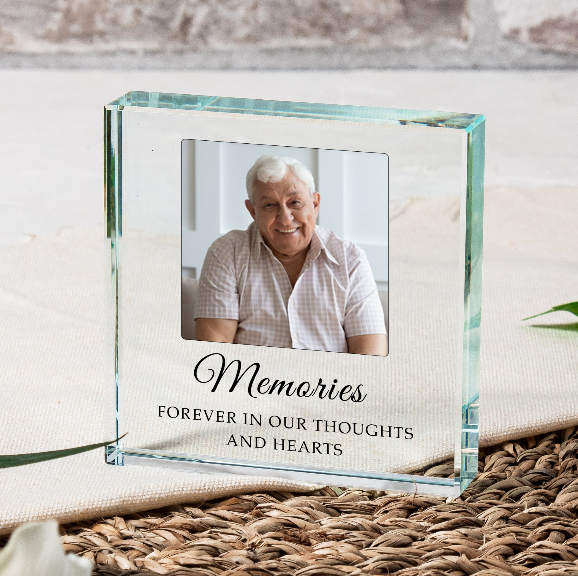 Photo Memorial Glass Token Keepsake - Memories Forever In Our Hearts