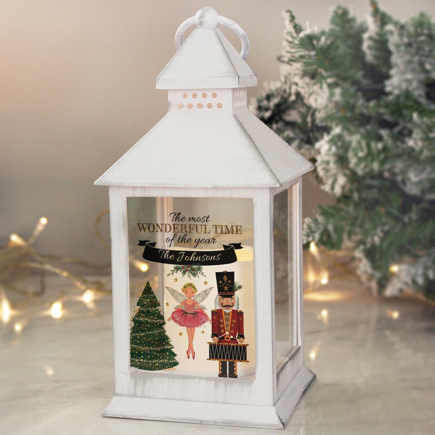 Personalised Nutcracker White LED Christmas Lantern Decoration