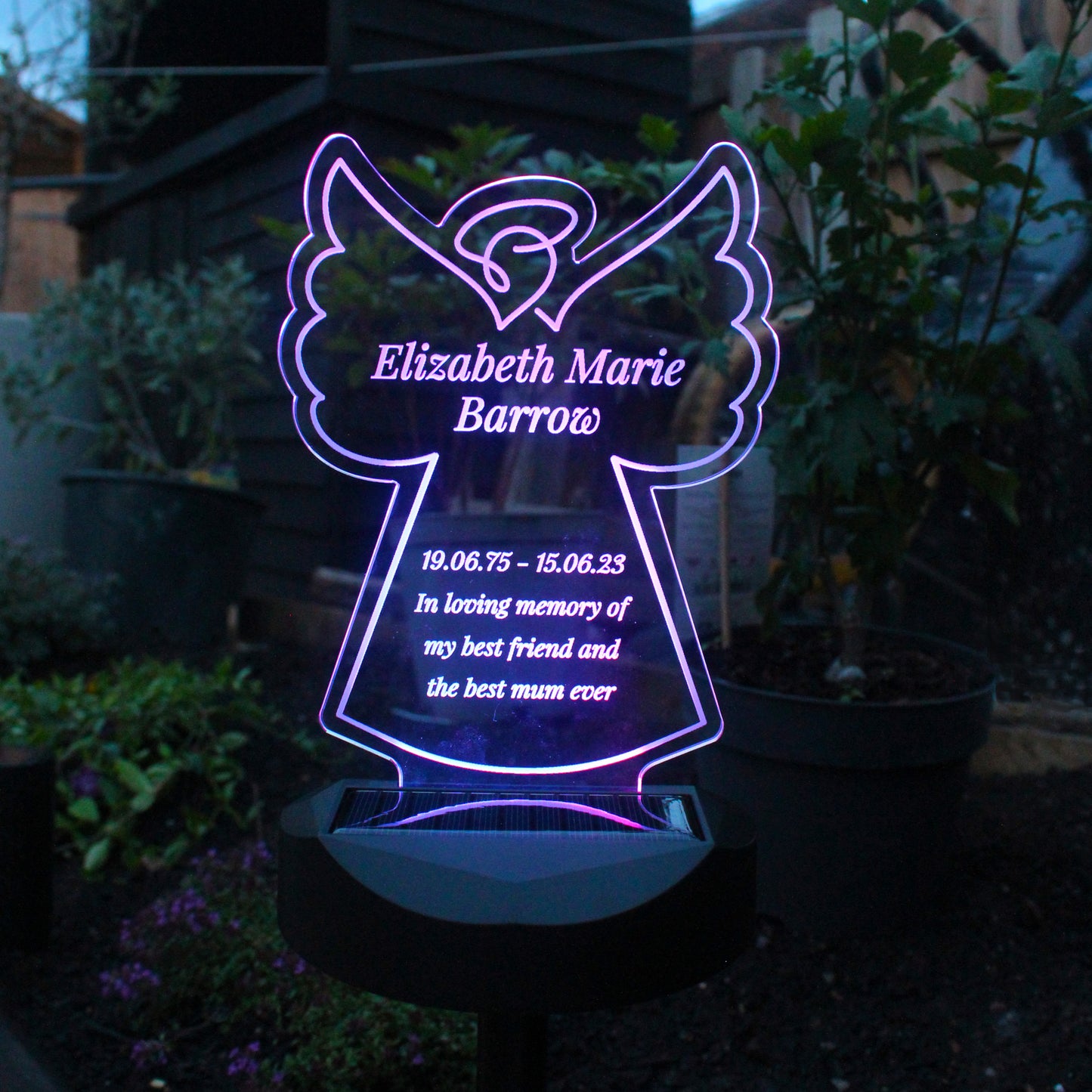 Personalised Angel Memorial Outdoor Garden Solar Light