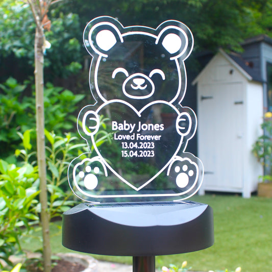Personalised Bear Memorial Outdoor Garden Solar Light