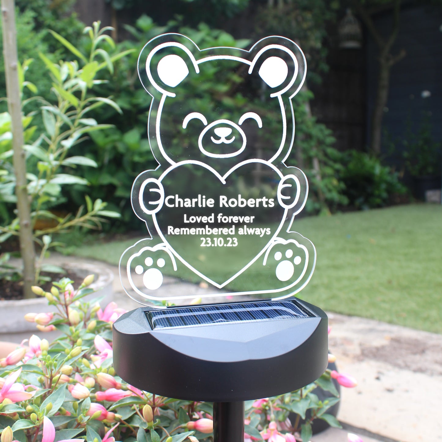 Personalised Bear Memorial Outdoor Garden Solar Light