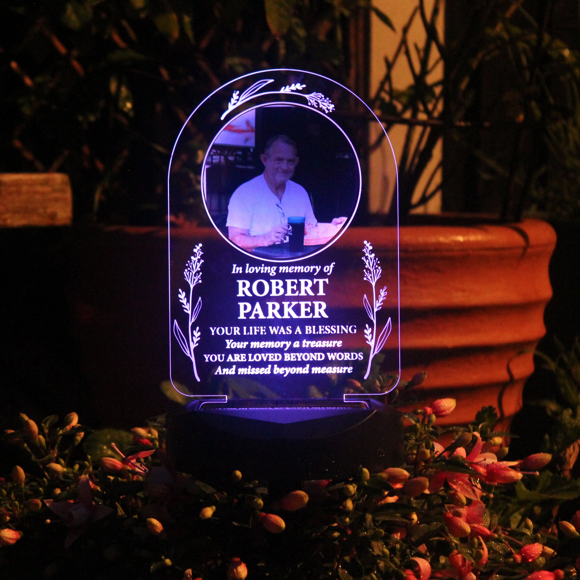 Personalised Memorial Photo Upload Outdoor Garden Solar Light