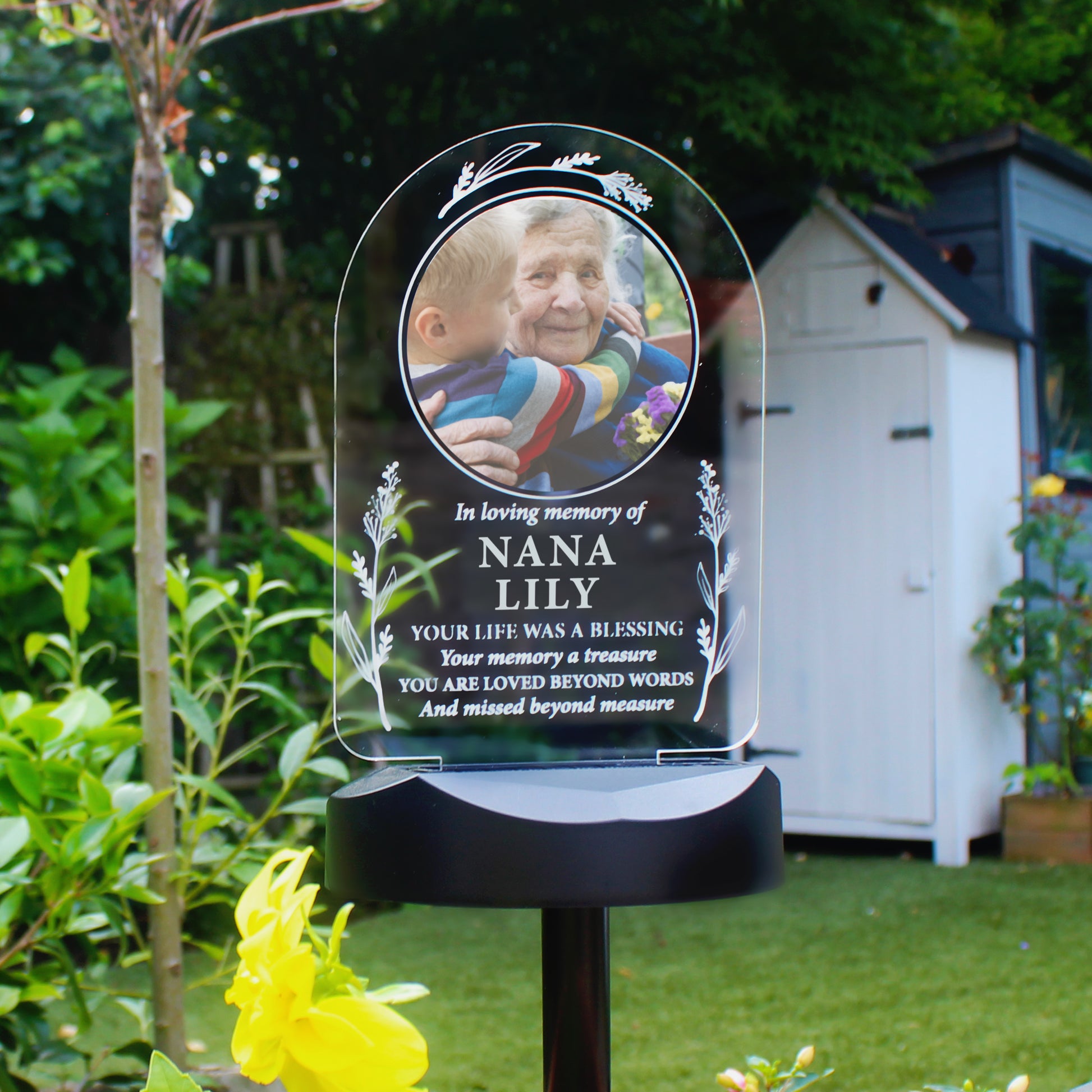 Personalised Memorial Photo Upload Outdoor Garden Solar Light