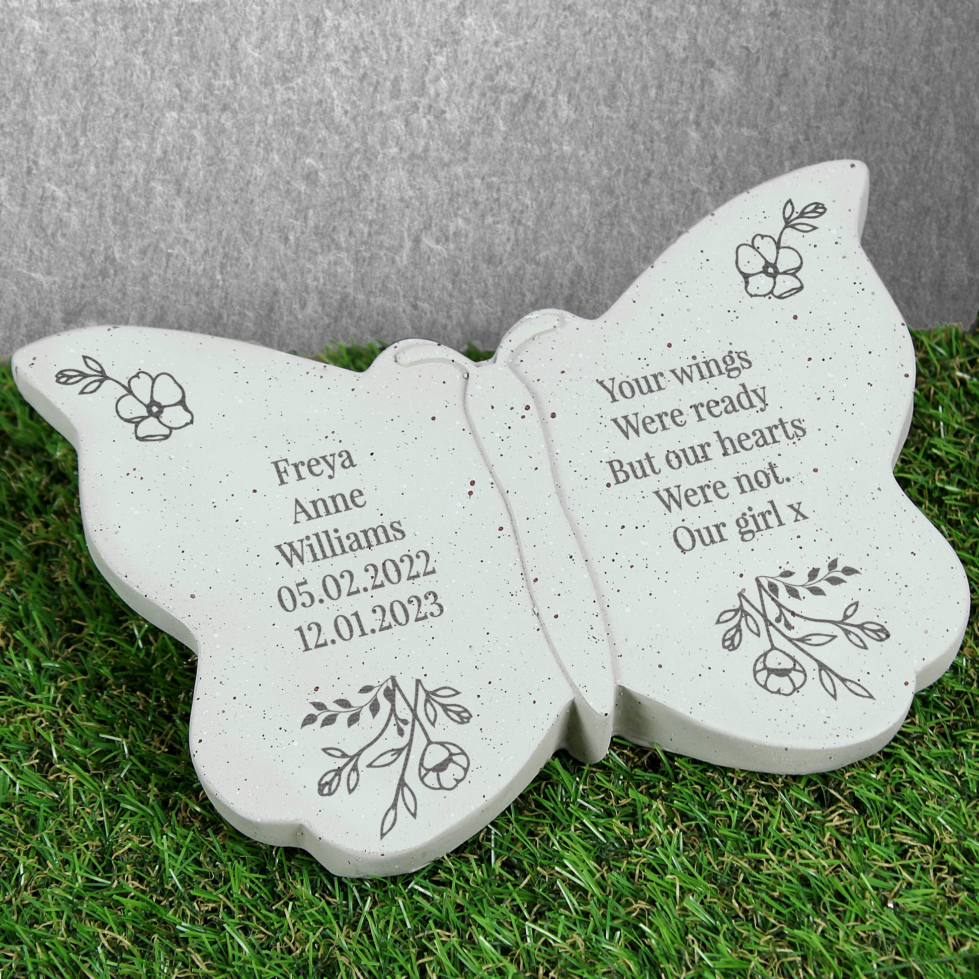 Personalised Memorial Butterfly Graveside and Garden Ornament Stone