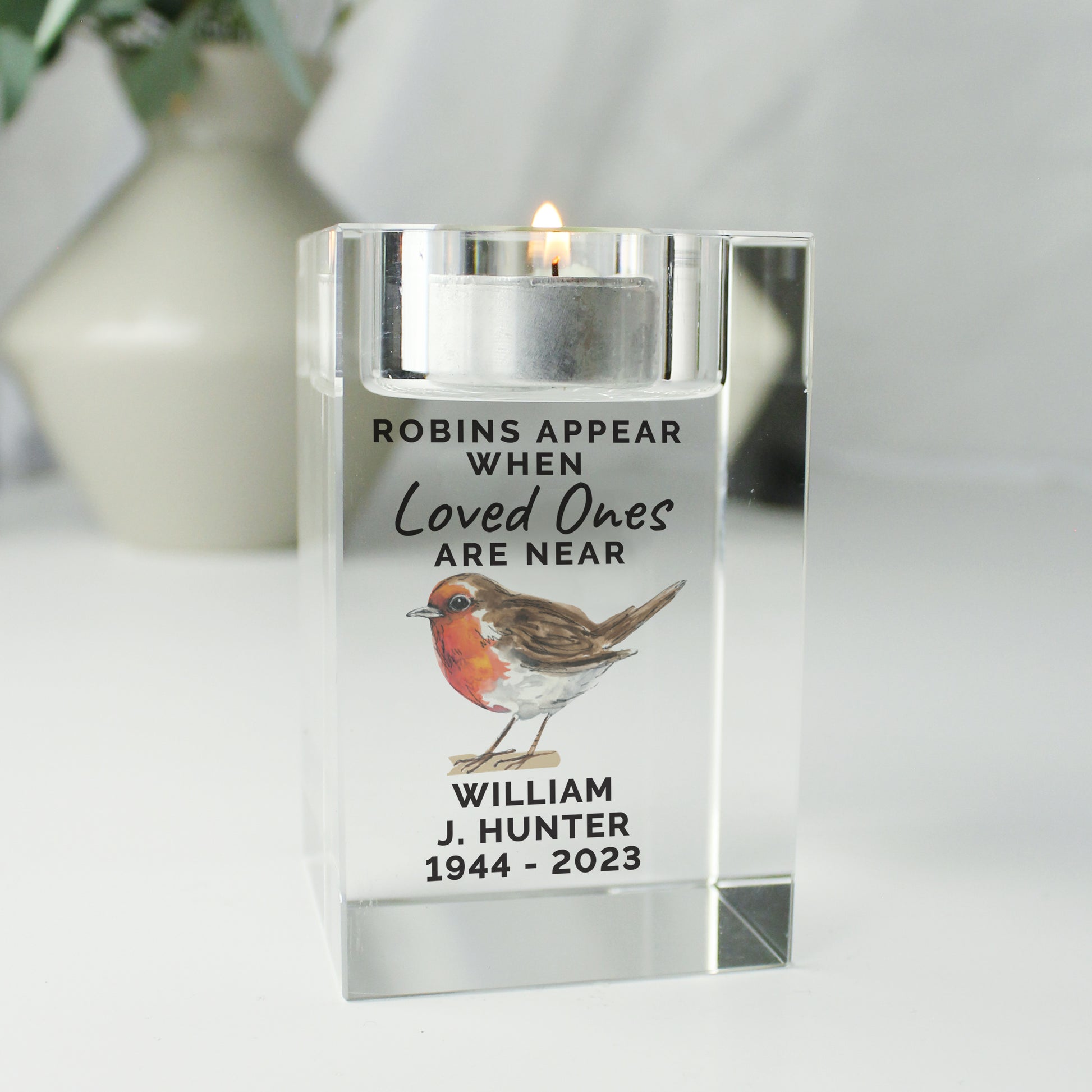Personalised Robins Appear When Loved Ones Are Near Memorial Tealight Holder