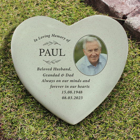 Personalised In Loving Memory Photo Upload Memorial Resin Heart Stone