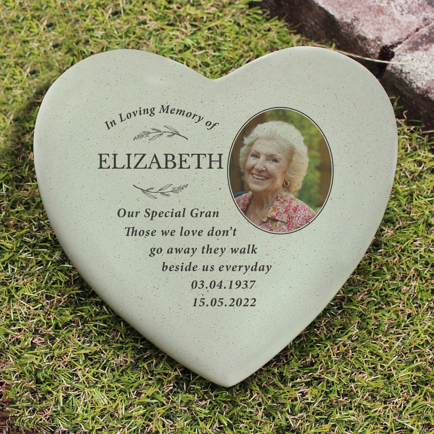 Personalised In Loving Memory Photo Upload Memorial Resin Heart Stone