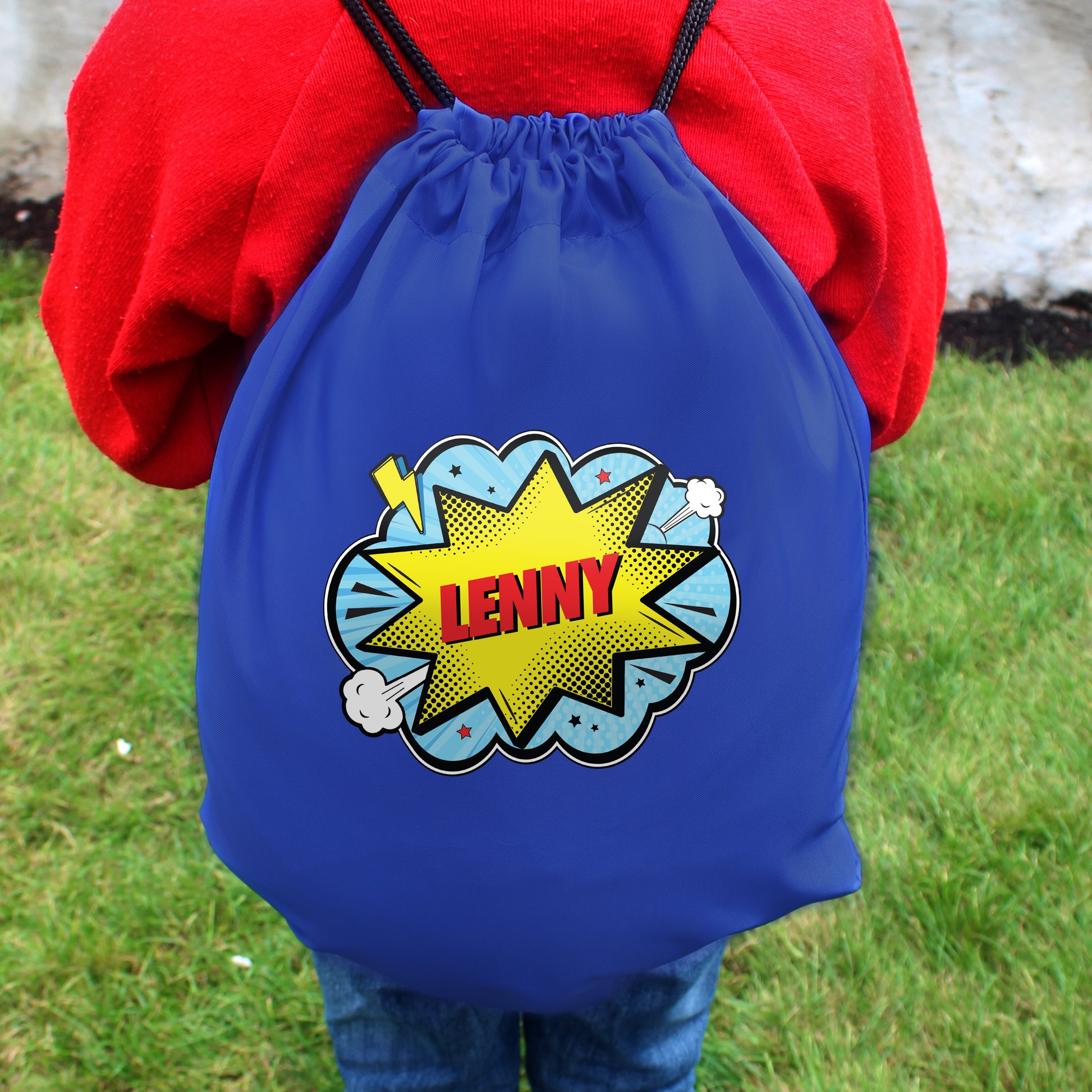 Personalised Superhero Comic Blue Swim & Kit Bag