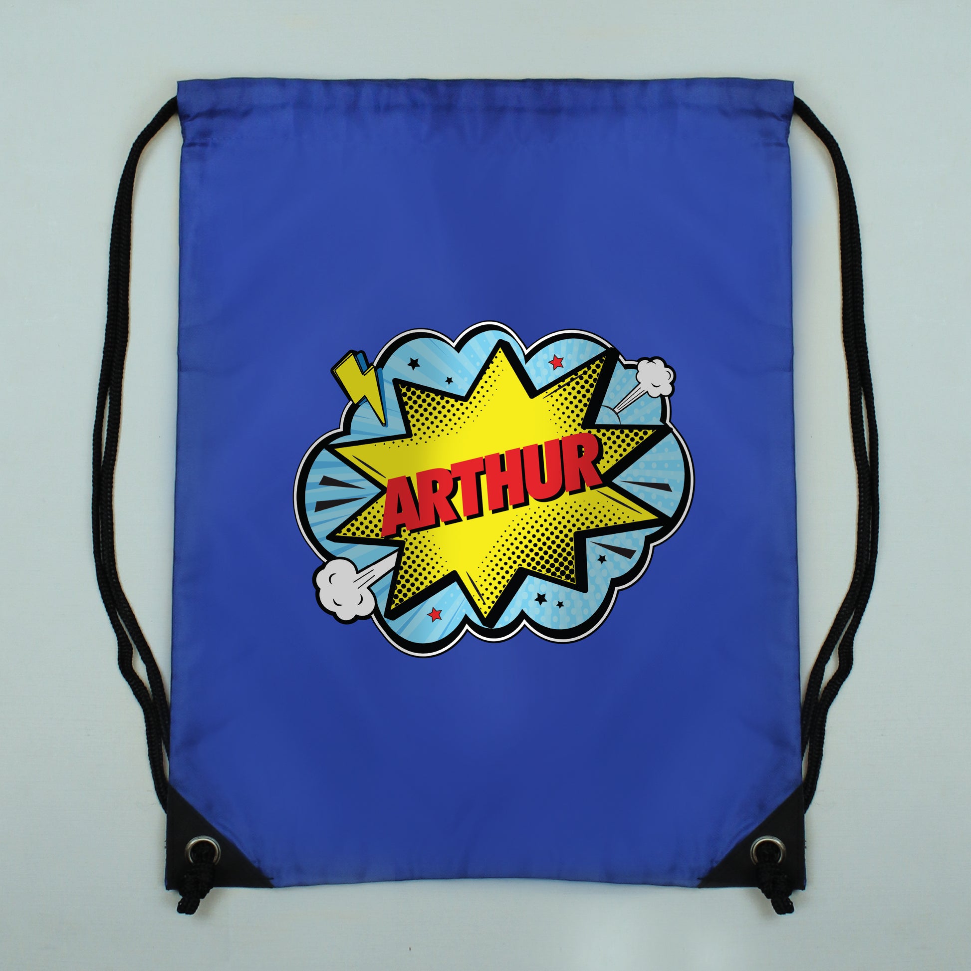 Personalised Superhero Comic Blue Swim & Kit Bag