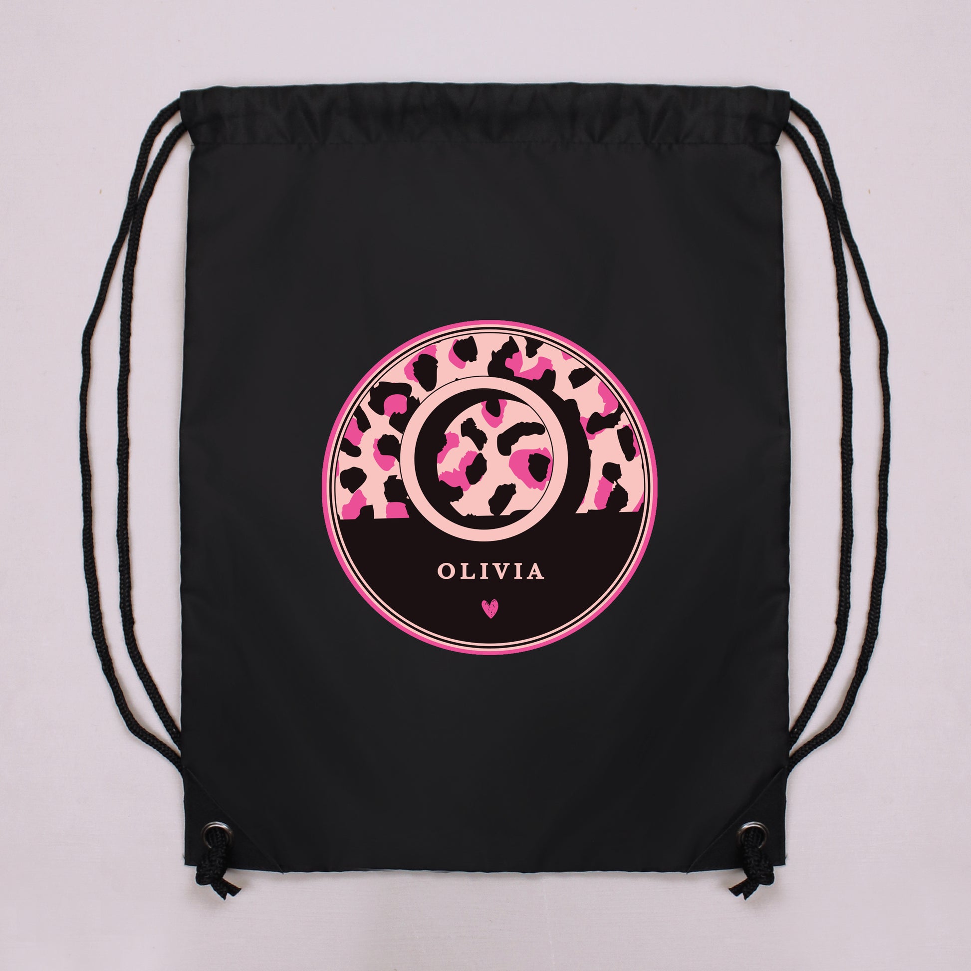 Personalised Leopard Print Black Swim & Kit Bag