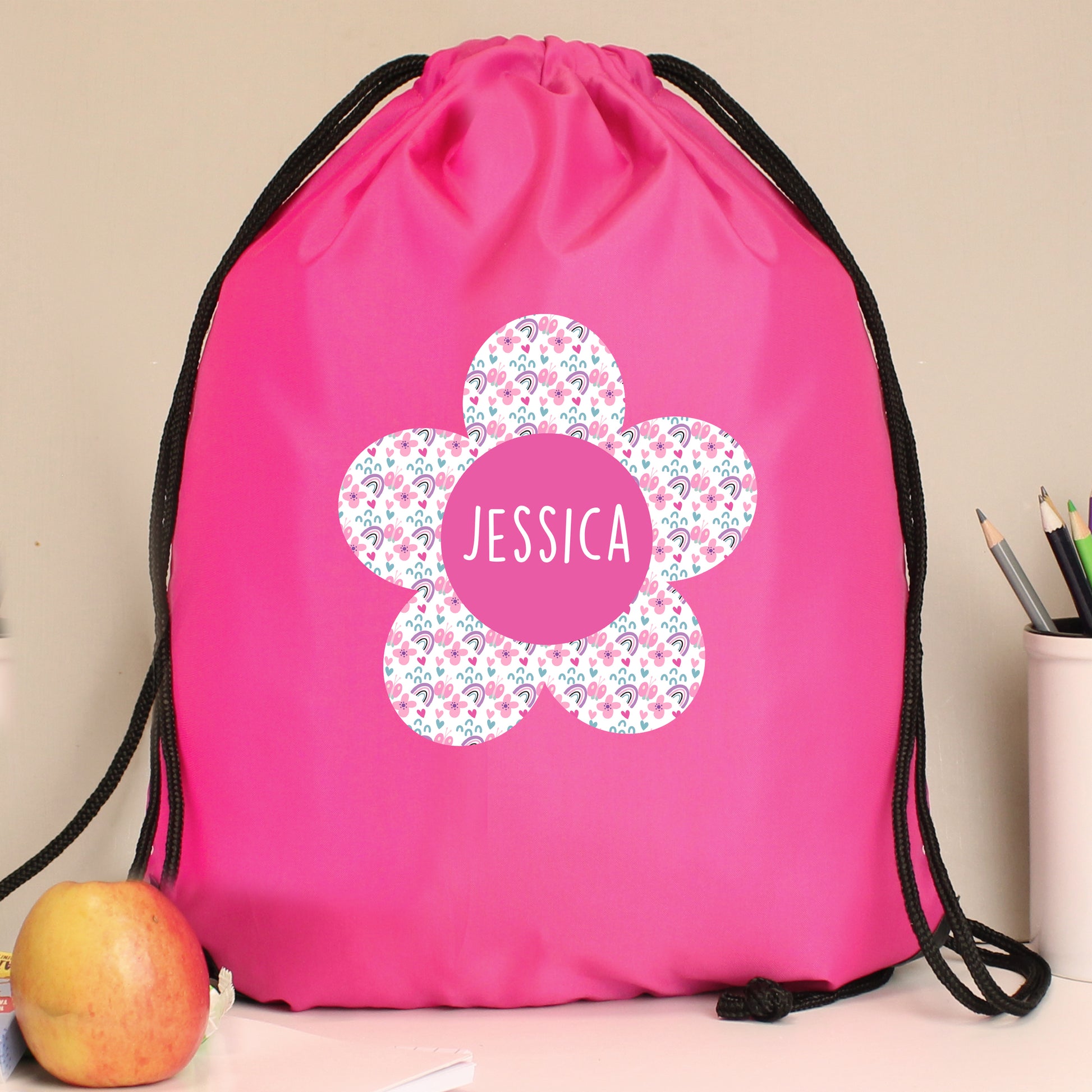 Personalised Flower Pink Swim & Kit Bag