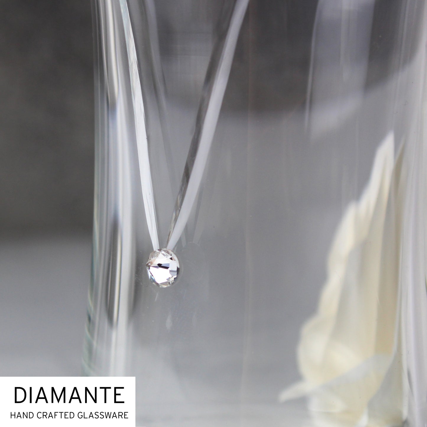 Personalised Wedding Mr & Mrs Hand Cut Diamante Heart Vase