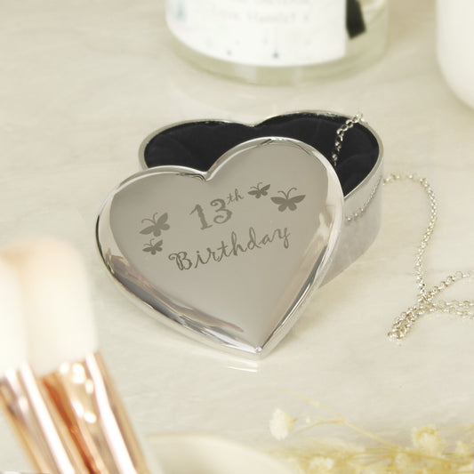 13th Birthday Butterflies Heart Trinket Box Keepsake Gift