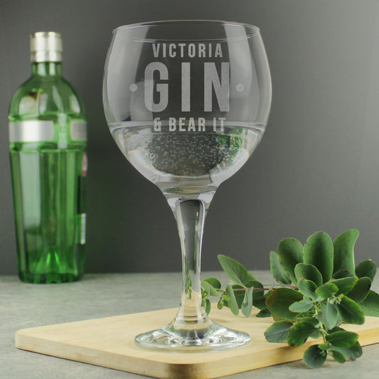 Personalised Gin & Bear It Gin Glass & Gin Gift Set