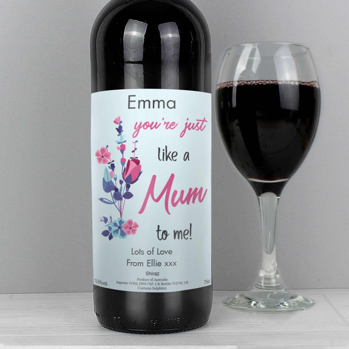 Personalised Just Like A Mum Red Wine - Step Mum - Bonus Mum Gift