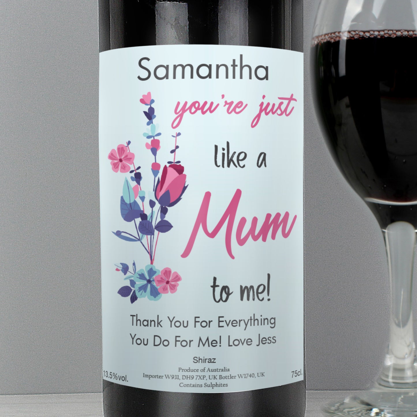Personalised Just Like A Mum Red Wine - Step Mum - Bonus Mum Gift