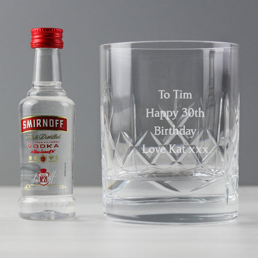 Personalised Cut Crystal Glass & Vodka Gift Set