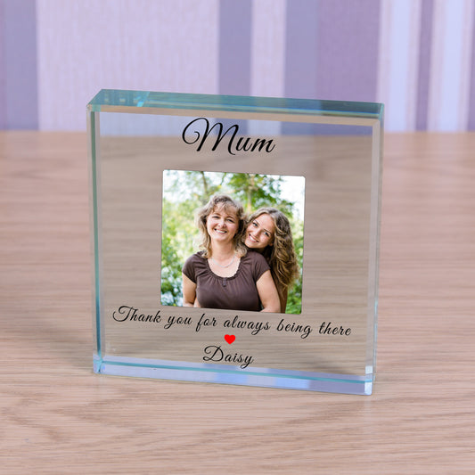 Mum, I Love You Photo Glass Token Keepsake Gift