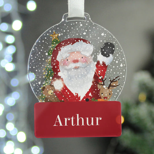 Personalised Santa Acrylic Snow Globe Christmas Decoration