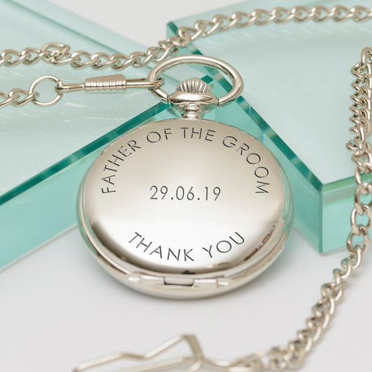 Engraved Pocket Watch For Father Of The Groom - Thank You
