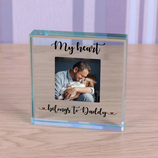 Photo Glass Token - Heart Belongs To Daddy | Gift | Keepsake
