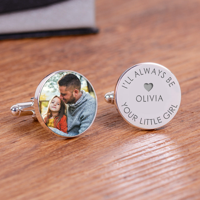 Personalised Ill Always Be Your Little Girl Photo Cufflinks