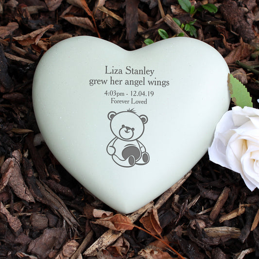 Personalised Teddy Bear Heart Memorial Graveside Plaque Ornamental