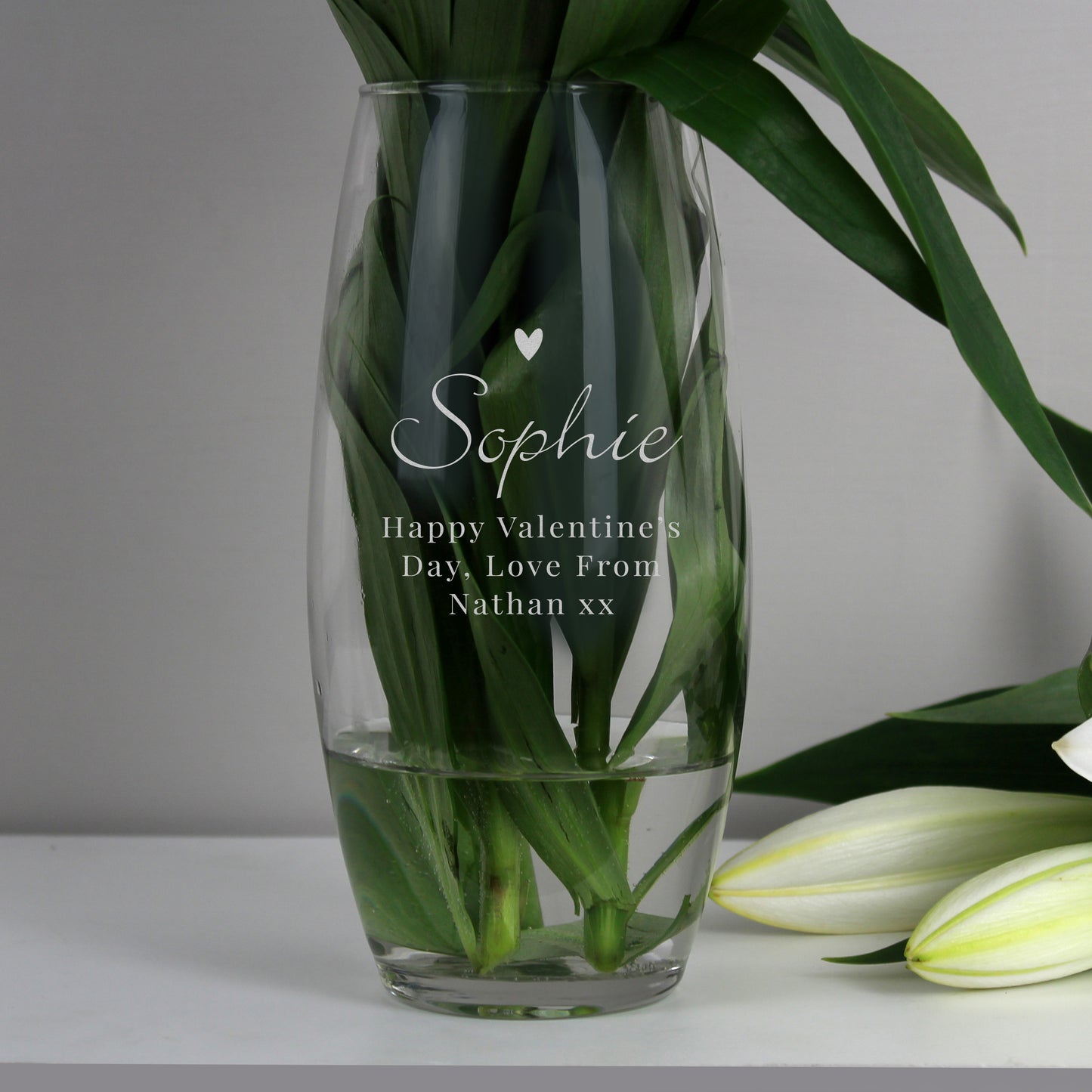 Personalised Love Heart Bullet Glass Vase - Birthday - Anniversary Gift