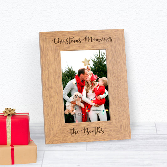 Personalised Christmas Memories Wooden Photo Frame