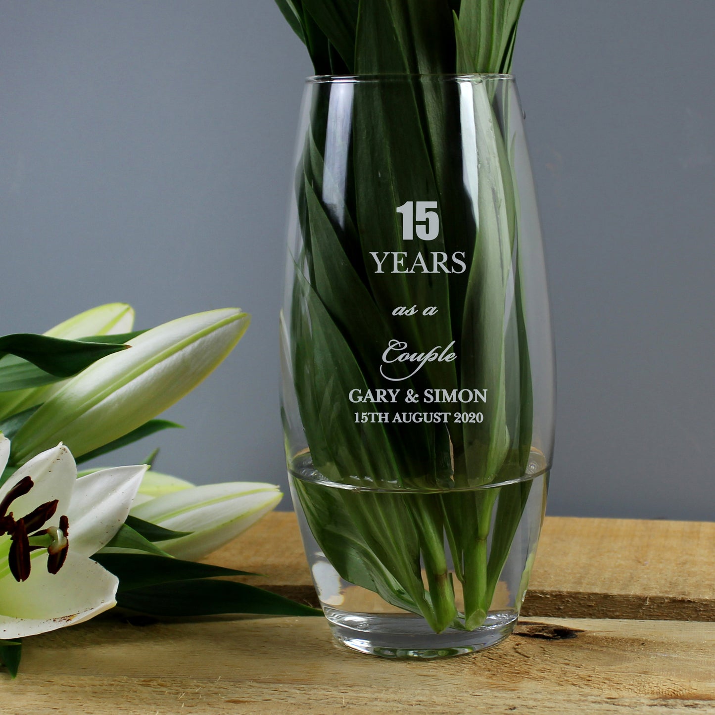 Personalised Anniversary Bullet Glass Vase