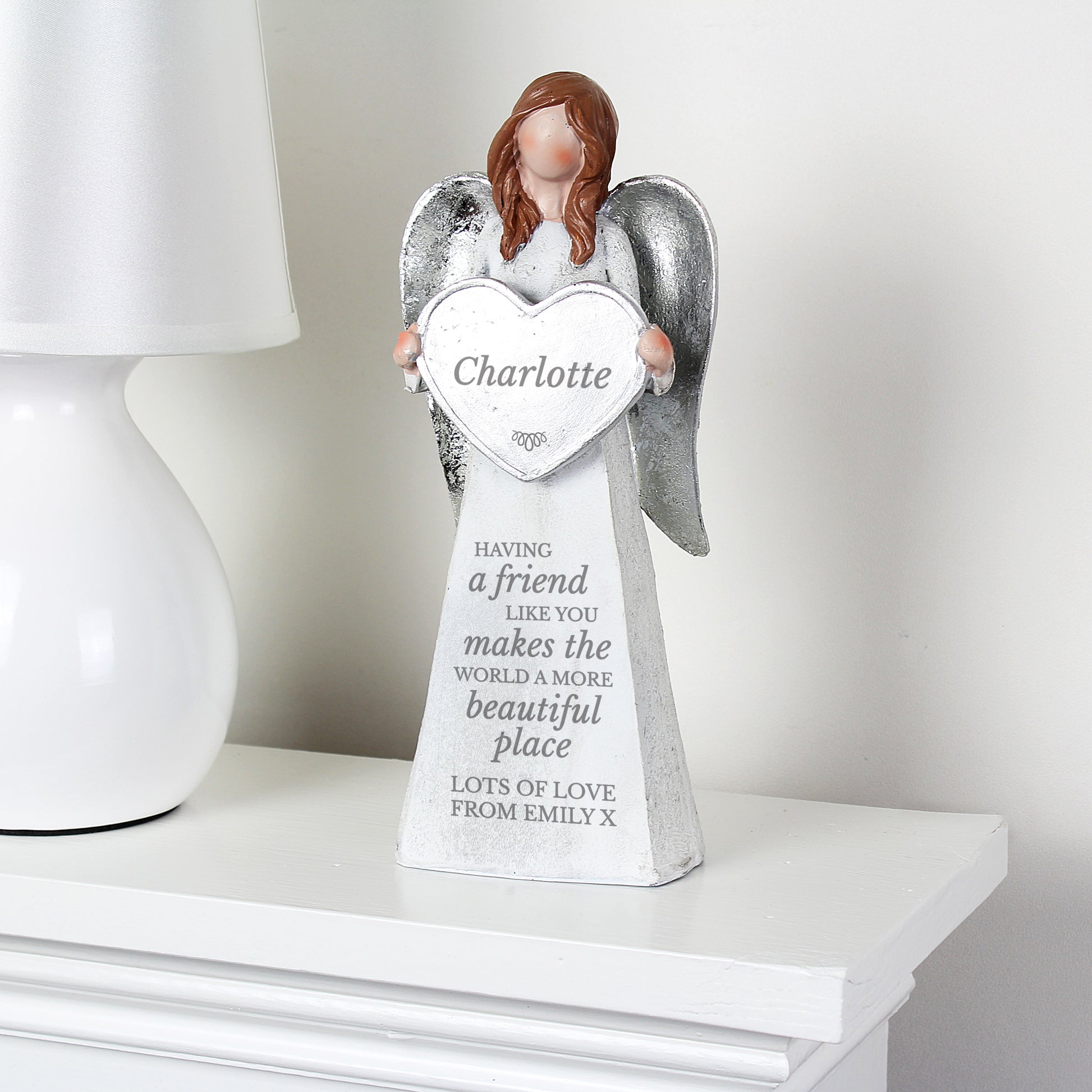 Personalised A Friend Like You Angel Wooden Ornament