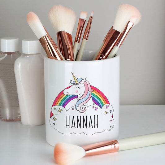 Personalised Unicorn Ceramic Make Up Brush Holder