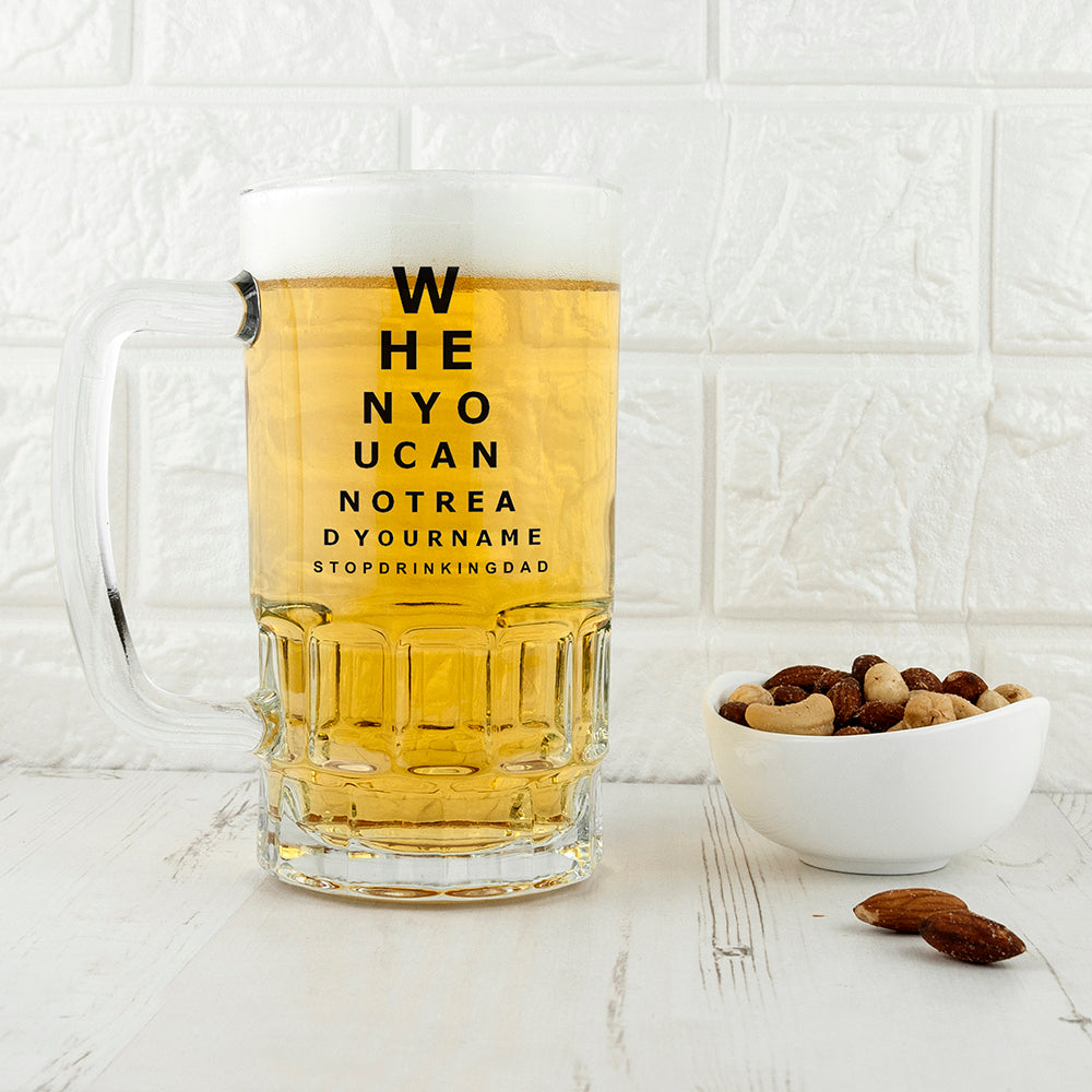 Personalised Opticians Chart Beer Glass Tankard