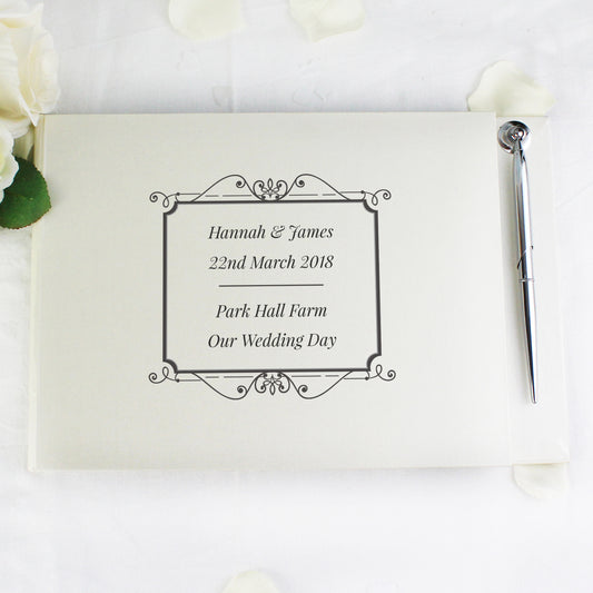 Personalised Hardback Guest Book & Pen - Wedding