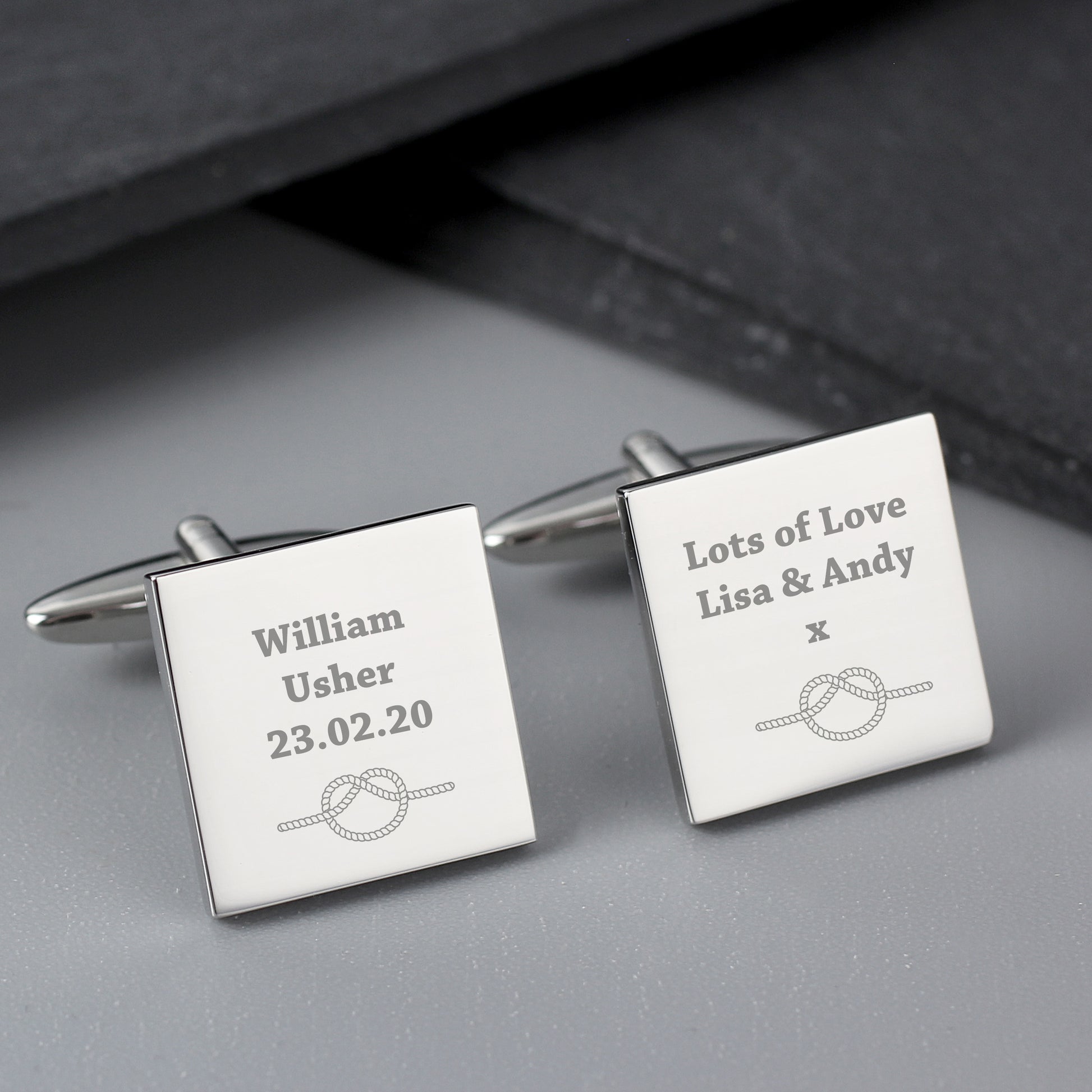 Personalised Tie the Knot Wedding Square Cufflinks