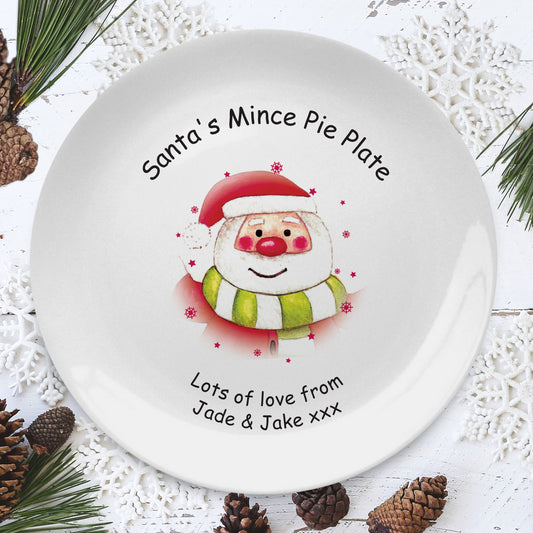 Personalised Santa & Stars Mince Pie Christmas Eve Plate