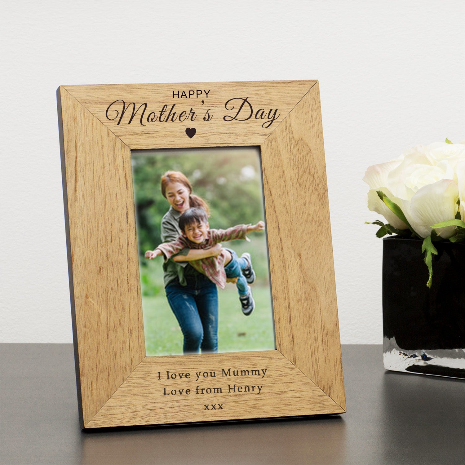 Personalised Happy Mothers Day Wood Photo Frame 6x4