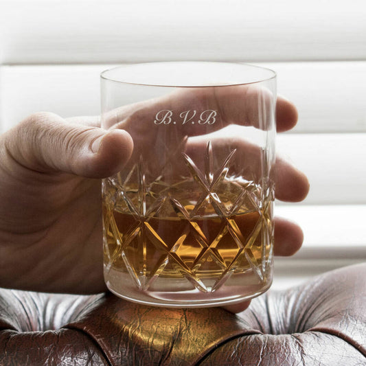 Engraved Crystal Cut Whisky Tumbler Glass