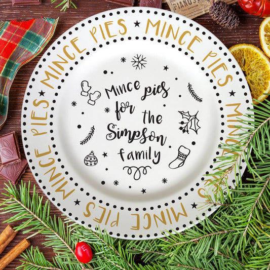 Personalised Mince Pie Recipe 10″ Rimmed Christmas Plate
