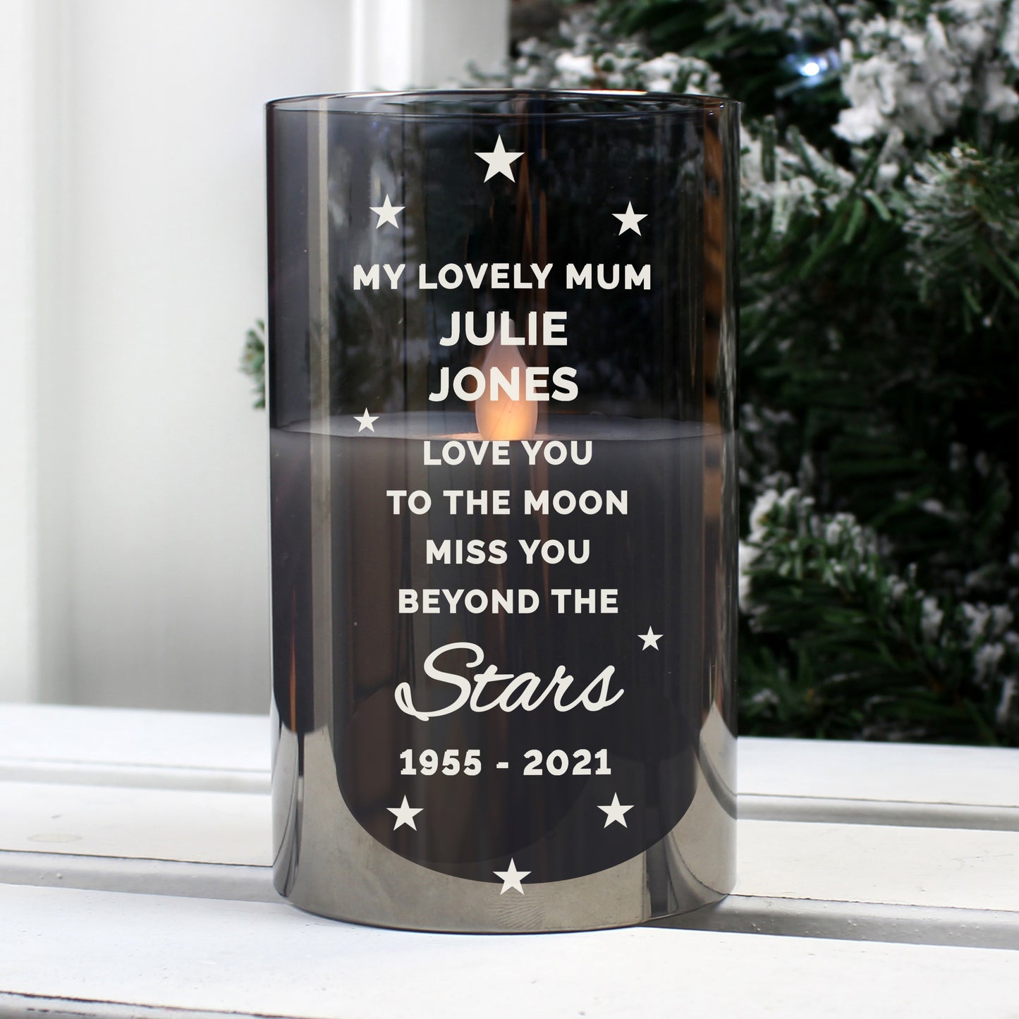 Personalised Miss You Beyond The Stars Memorial LED Candle