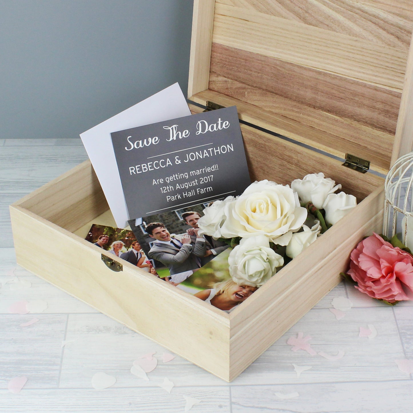 Personalised Bridal Party Wooden Keepsake Box - Floral Watercolour