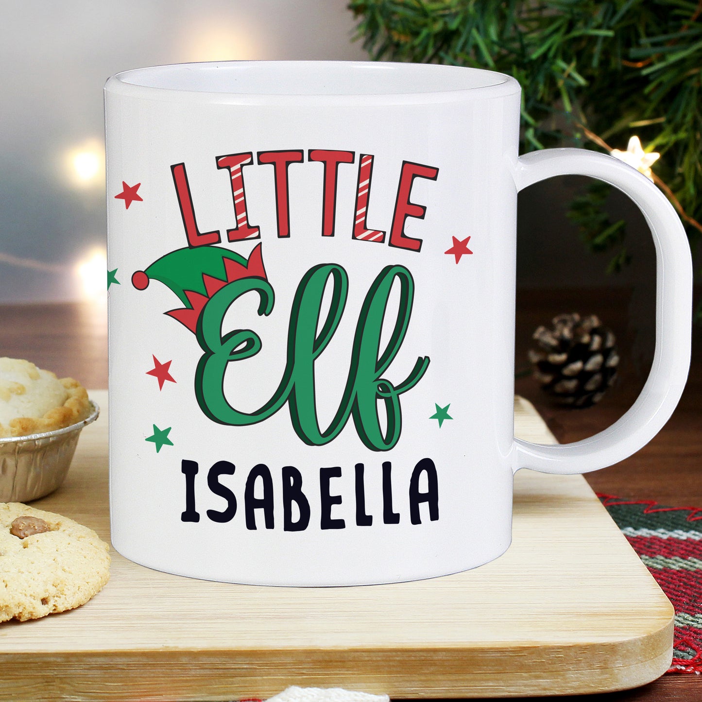 Personalised Christmas Little Elf Plastic Mug